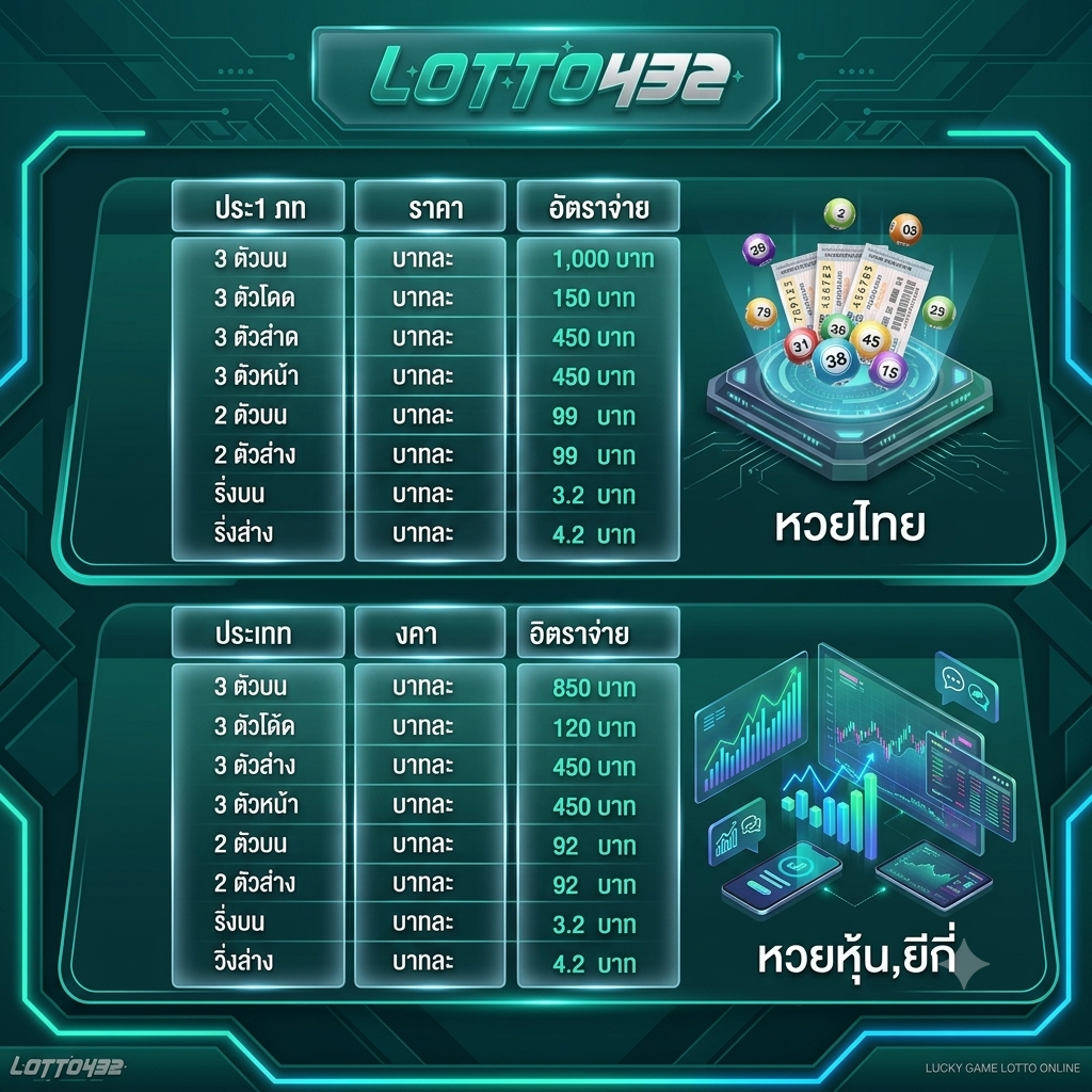 อัตราการจ่ายหวย lotto432